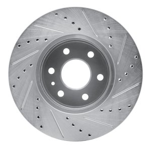 Chevrolet Colorado Brake Rotor (1) - Front Left - R1 Concepts - Drilled & Slotted - Silver - `15-`20